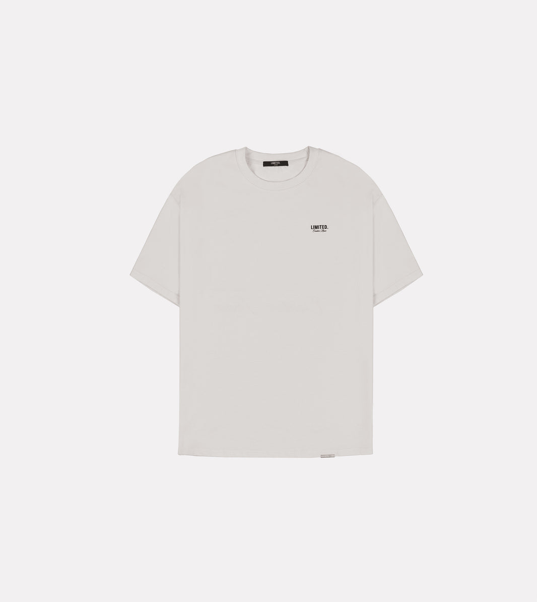 LIMITED. Oversized mens t-shirt in whisper grey with small black branding on the left chest.