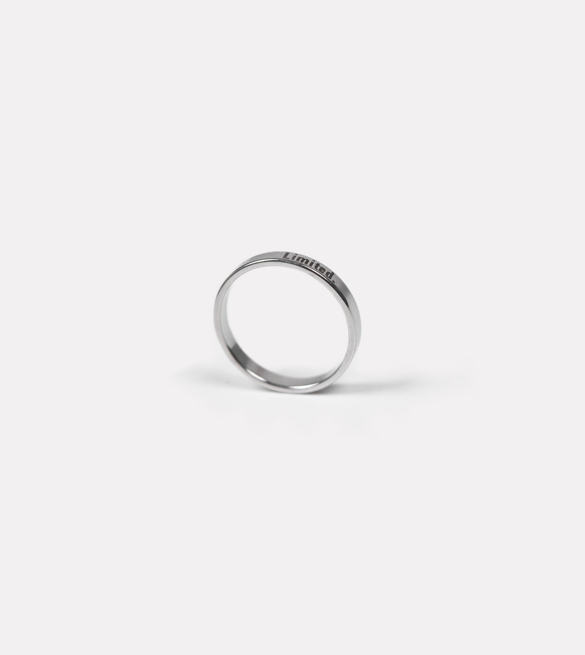 Signature LIMITED. Slim Ring finished in stainless steel. Mens ring with brand engraving